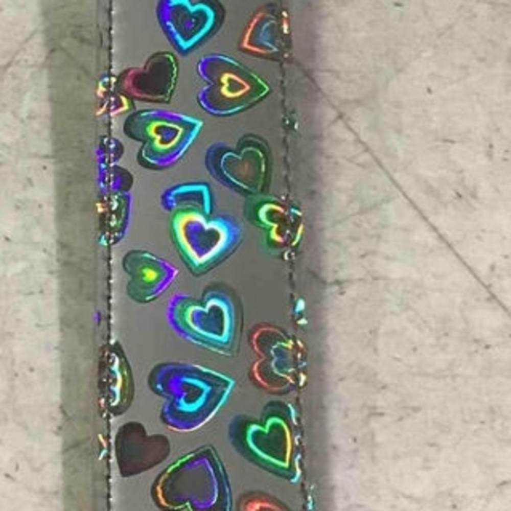 Rainbow Holographic SILVER Belt with Ultra HEART COLORFUL Patterns